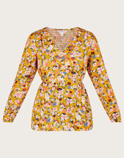 Ditsy Floral Top, Yellow (OCHRE), large