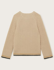 'M' Cable Knit Sweater, Ivory (IVORY), large