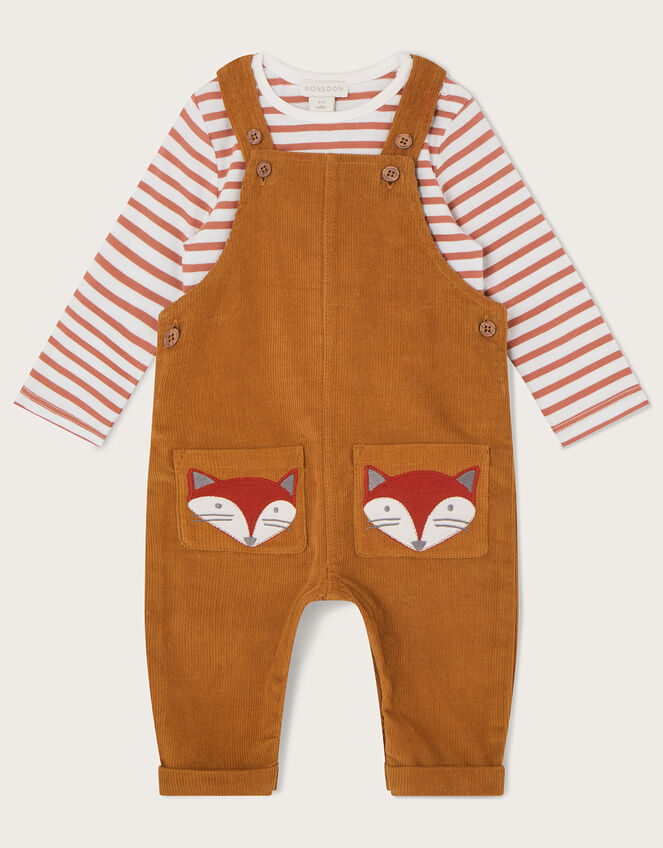 Newborn Fox Dungarees, Camel (CAMEL), large