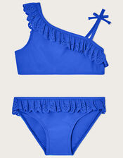 Laser Cut Frill Bikini Set, Blue (BLUE), large