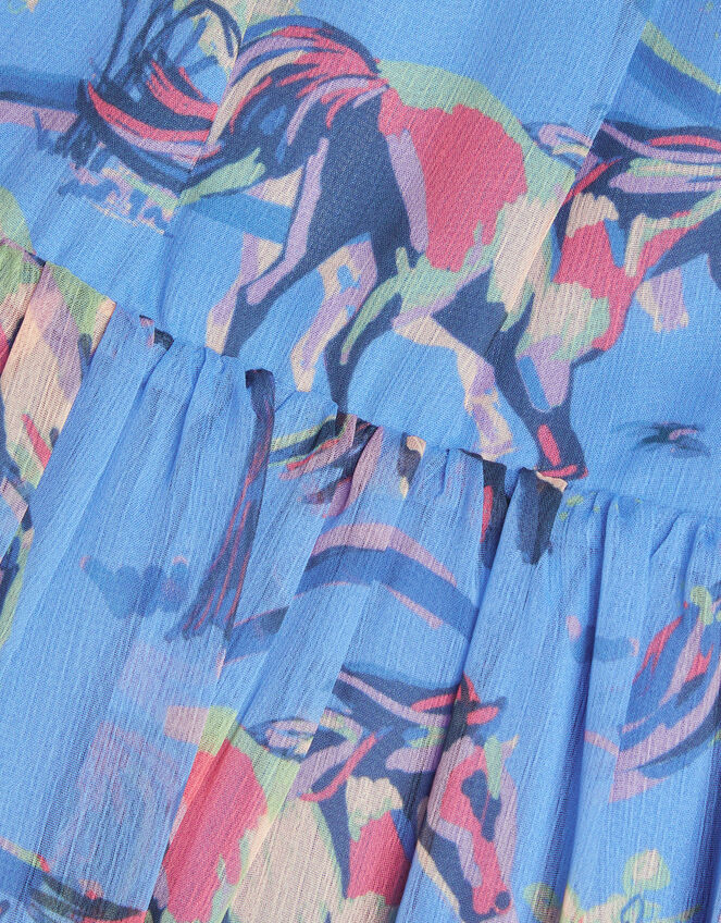 Horse Print Dress, Blue (BLUE), large