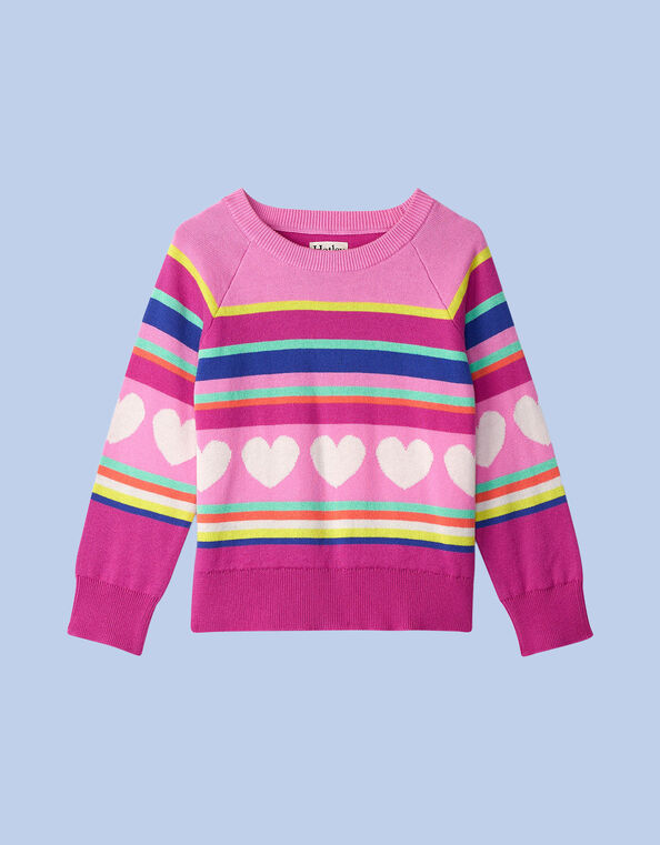 Hatley Heart Stripe Sweater, Pink (PINK), large