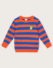 Stripe Knitted Sweater, Orange (ORANGE), large