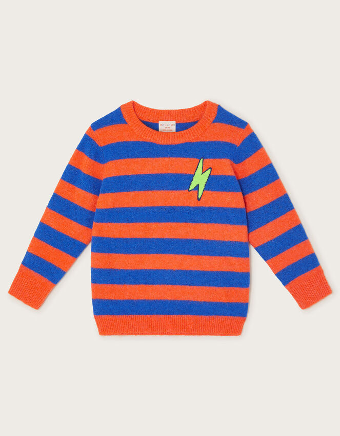 Stripe Knitted Sweater, Orange (ORANGE), large