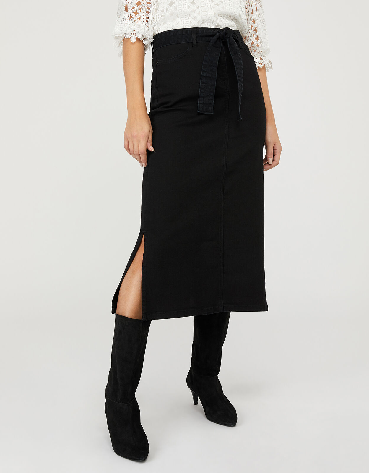 Claremont Denim Maxi Skirt with 