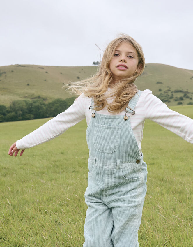 Dotty Dungarees Corduroy Chunky Dungarees, Green (MINT), large