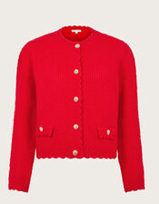 Suki Stitch Cardigan, Red (RED), large