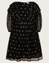 Star Print Tulle Dress, Black (BLACK), large