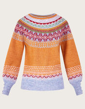 Fair Isle Jumper , Orange (ORANGE), large