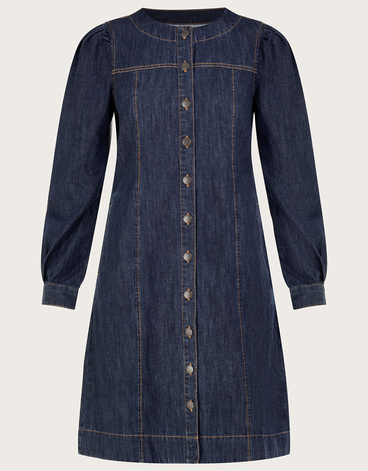 Denim Button Through Shirt Dress in Sustainable Cotton Blue | Day