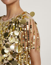 Solange Sequin Dress, Gold (GOLD), large