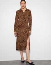 Aubrey Jersey Leopard Print Dress, Brown (BROWN), large