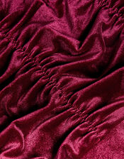 Velvet Ruched Strappy Prom Dress, BURGANDY, large