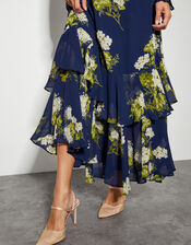 Rowena Floral Ruffle Dress, Blue (NAVY), large