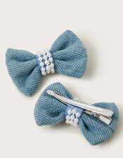 2-Pack Pearl Denim Bow Clips, , large