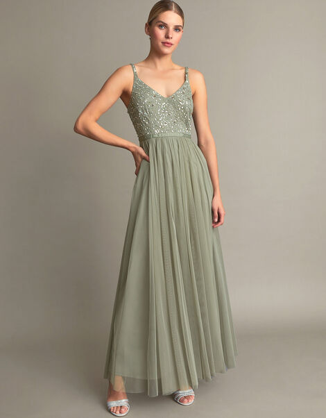 Autumn Embellished Maxi Dress, Green (GREEN), large