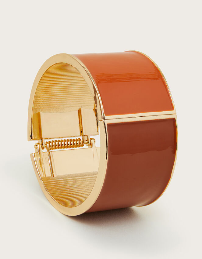 Two Tone Cuff Bracelet, Orange (ORANGE), large