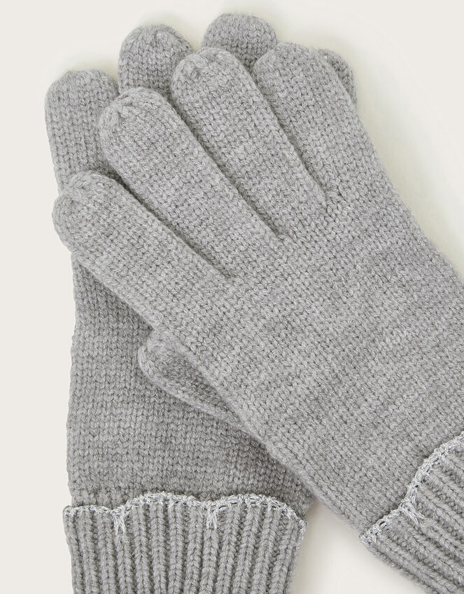 Rosa Scallop Trim Gloves, Gray (GREY), large