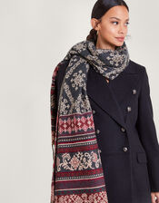 Border Jacquard Scarf, , large