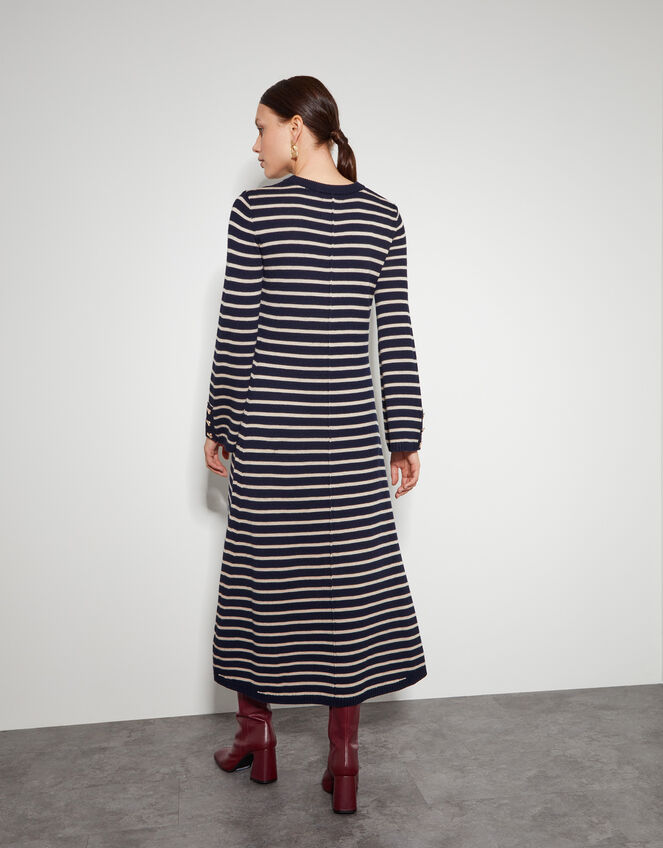 Shaw Stripe Midi Sweater Dress, Blue (NAVY), large