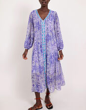 East Paisley Print Maxi Dress, Purple (PURPLE), large