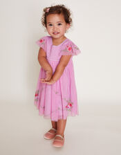 Baby April Shirred Embroidered Dress, Pink (PINK), large