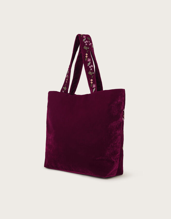 Freya Embroidered Velvet Tote Bag, , large