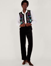 Fran Embroidered Waistcoat , Black (BLACK), large