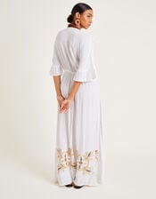 Jasmine Embroidered Kaftan Maxi Dress, White (WHITE), large