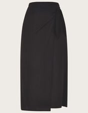 Winnie Wrap Midi Skirt, Black (BLACK), large