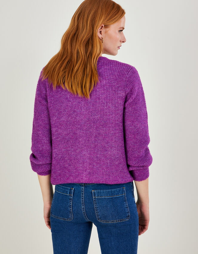 SuperSoft Ribbed Knit Cardigan Purple Cardigans Monsoon Global.