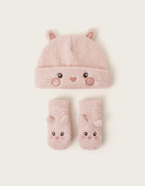 Baby Bunny Mittens and Hat Set, Pink (PINK), large