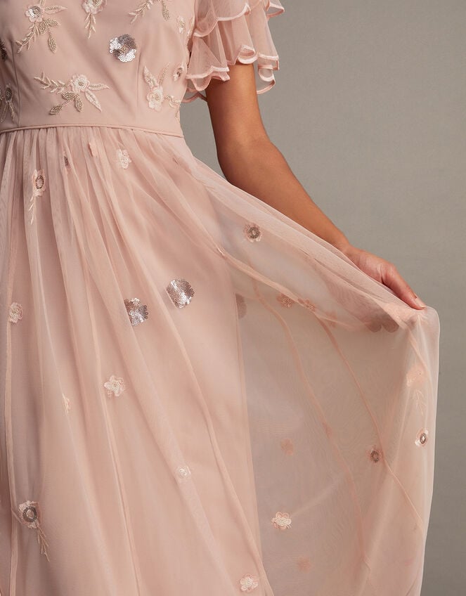 Catherine Embellished Shorter Length Dress Pink, Evening Dresses