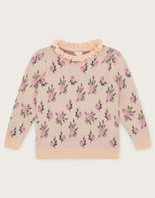 Floral Print Jumper, Camel (OATMEAL), large