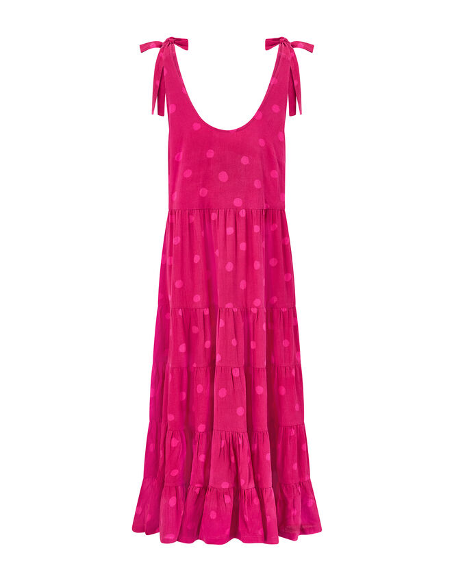 East Tie Strap Spot Maxi Dress, Pink (PINK), large