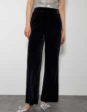 Vora Velvet Wide Leg Trousers, Black (BLACK), large