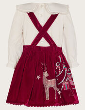 Baby Velvet Christmas Pinafore Dress, Red (BURGUNDY), large