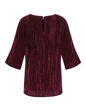 East Crinkle Velvet T-Shirt, Purple (RASPBERRY), large