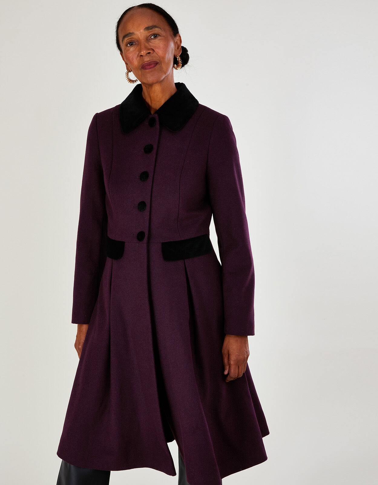 Opal Wool Opera Coat with Recycled Polyester Purple