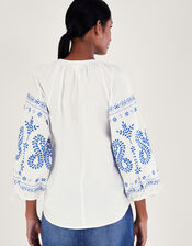 Embroidered Shirt, White (WHITE), large