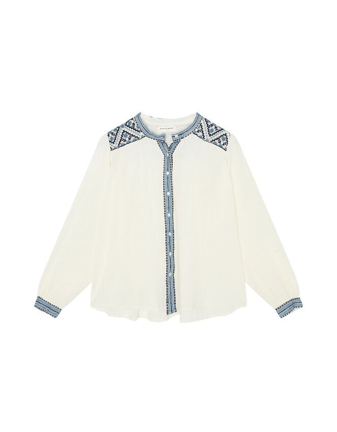 Maison Hotel Geometric Embroidered Blouse, Ivory (IVORY), large