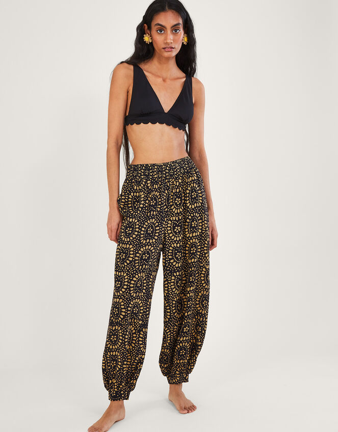 Batik Print Harem Trousers in LENZING™ ECOVERO™ Black, Beachwear &  Swimwear