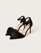 Satin Corsage Heels, Black (BLACK), large