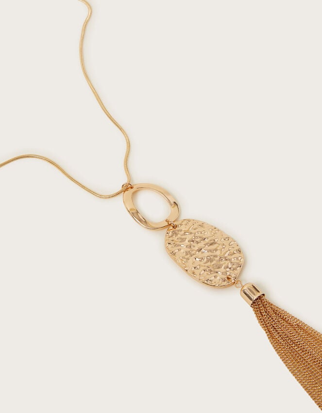 Hammered Chain Tassel Pendant Necklace, , large