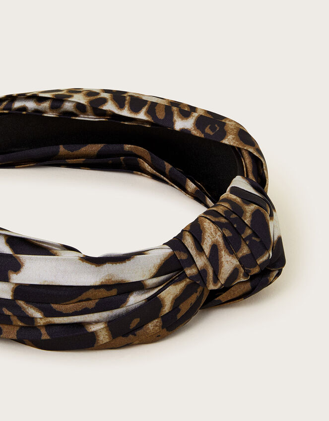 Leopard Print Knot Headband, , large