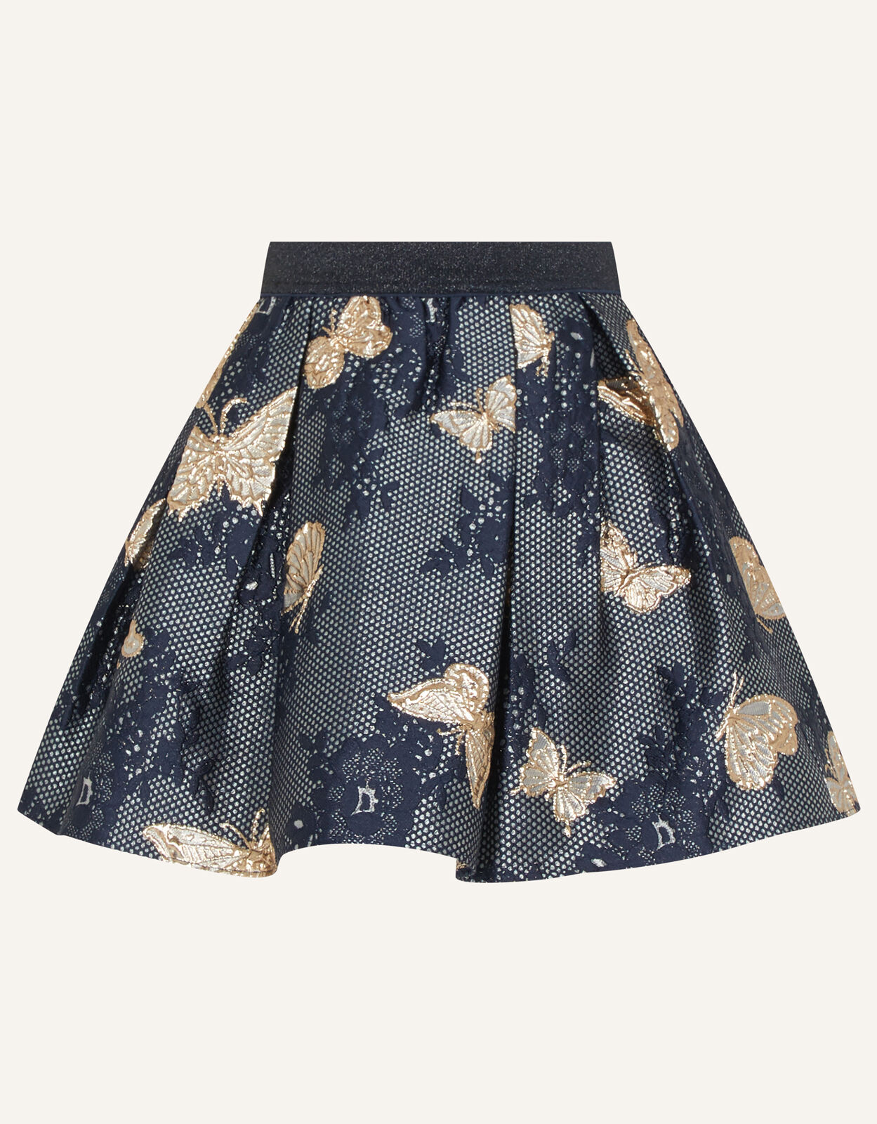 Butterfly Print Jacquard Skirt Blue
