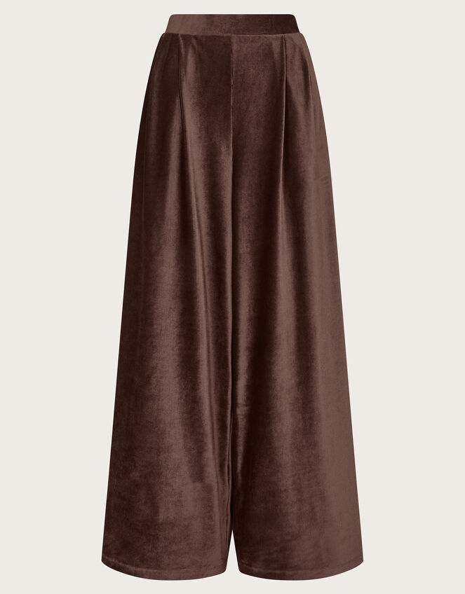 Shay Rib Velour Wide Leg Pants, Brown (CHOCOLATE), large