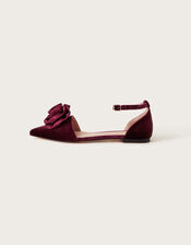 Satin Corsage Flat Shoe, Red (BURGUNDY), large