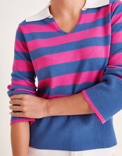 Shay Stripe Collared Sweater, Pink (PINK), large