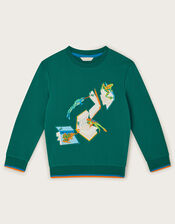 Frogs On The Books Sweatshirt, Green (GREEN), large